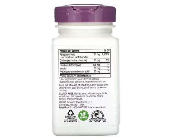 Витамин Nature's Way Стресс формула В-Комплекс, премиум-смесь, B-Stress Formula, 100 (NWY-40631), изображение 3 Витамин Nature's Way Стресс формула В-Комплекс, премиум-смесь, B-Stress Formula, 100 (NWY-40631), изображение 3