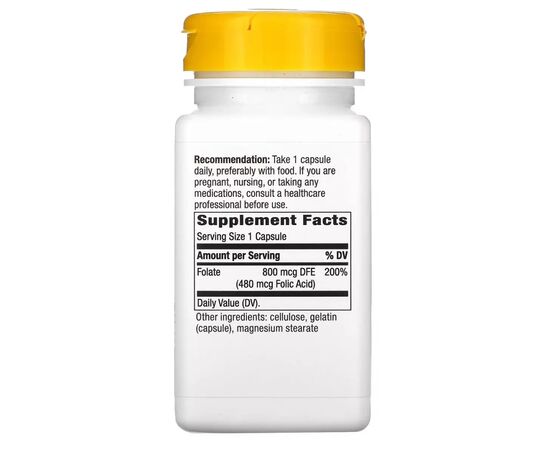 Витамин Nature's Way Фолат, 800 мкг, Folate, 100 капсул (NWY-40451), изображение 2 Витамин Nature's Way Фолат, 800 мкг, Folate, 100 капсул (NWY-40451), изображение 2