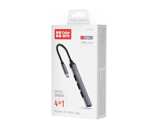 Концентратор ColorWay USB-C 4-в-1 USB2.0х3/USB3.0 (CW-HUB04), изображение 10 Концентратор ColorWay USB-C 4-в-1 USB2.0х3/USB3.0 (CW-HUB04), изображение 10
