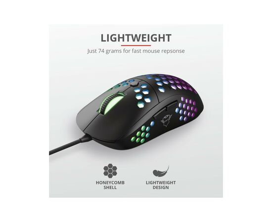 Мишка Trust GXT 960 Graphin Ultra-lightweight RGB USB Black (23758), зображення 9 Мишка Trust GXT 960 Graphin Ultra-lightweight RGB USB Black (23758), зображення 9