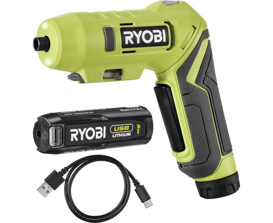 Викрутка акумуляторна Ryobi RSDP4-120G 4В, USB, Lithium, 1х2Ah, 5Нм, 200об/хв, поворотна ручка (5133005958)