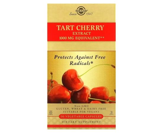 Вітамін Solgar Екстракт терпкої вишні, 1000 мг, Tart Cherry Extract, 90 вегетаріан (SOL-31549)
