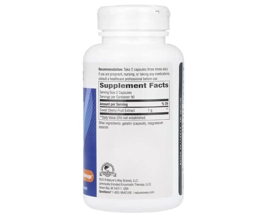 Витамин Natural Factors Вишня, 1000 мг, Cherry Fruit, Sweet Cherry Extract, Nature''s Way, 180 капсул (EMT-08540), изображение 2 Витамин Natural Factors Вишня, 1000 мг, Cherry Fruit, Sweet Cherry Extract, Nature''s Way, 180 капсул (EMT-08540), изображение 2