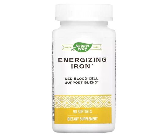 Витамин Nature's Way Железо энергетическое, Energizing Iron, 90 гелевых капсул (EMT-05219)