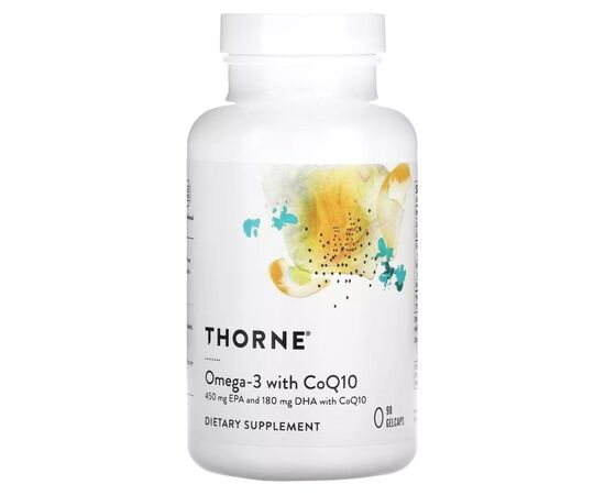 Вітамін Thorne Research Омега-3 з коензимом Q10, Omega-3 with CoQ10, 90 гелевих капсул (THR-61603)
