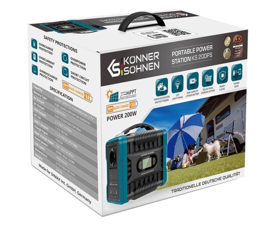 Зарядная станция Konner&Sohnen KS200PS, 200W, 222Wh (KS200PS), изображение 11 Зарядная станция Konner&Sohnen KS200PS, 200W, 222Wh (KS200PS), изображение 11