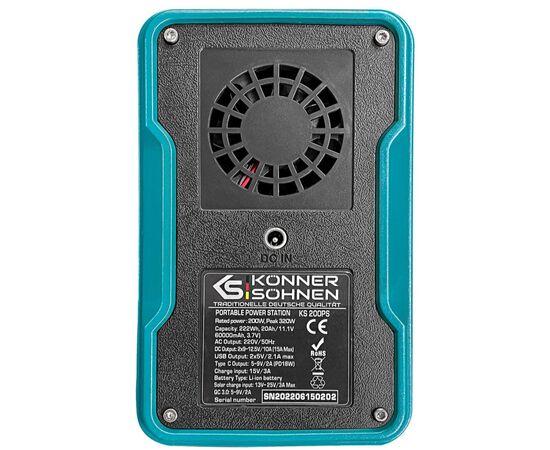 Зарядная станция Konner&Sohnen KS200PS, 200W, 222Wh (KS200PS), изображение 7 Зарядная станция Konner&Sohnen KS200PS, 200W, 222Wh (KS200PS), изображение 7