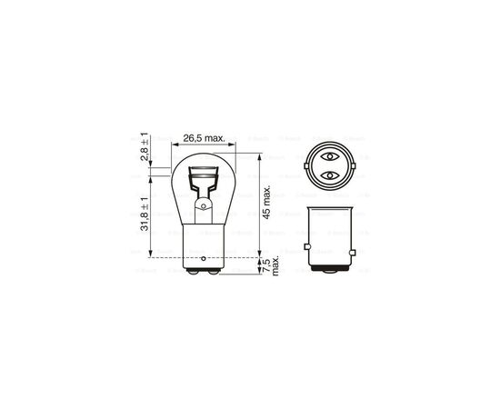 Автолампа Bosch 21/5W (1 987 302 814), изображение 3 Автолампа Bosch 21/5W (1 987 302 814), изображение 3