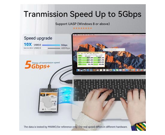 Карман внешний Maiwo 2.5" SATA/SSD HDD - USB3.1 Gen1 Type-C (K2510), изображение 4 Карман внешний Maiwo 2.5" SATA/SSD HDD - USB3.1 Gen1 Type-C (K2510), изображение 4