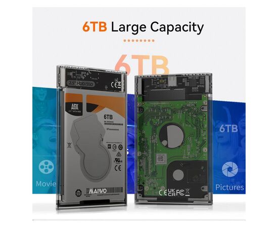 Карман внешний Maiwo 2.5" SATA/SSD HDD - USB3.1 Gen1 Type-C (K2510), изображение 5 Карман внешний Maiwo 2.5" SATA/SSD HDD - USB3.1 Gen1 Type-C (K2510), изображение 5