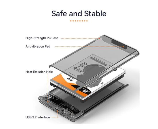 Карман внешний Maiwo 2.5" SATA/SSD HDD - USB3.1 Gen1 Type-C (K2510), изображение 6 Карман внешний Maiwo 2.5" SATA/SSD HDD - USB3.1 Gen1 Type-C (K2510), изображение 6
