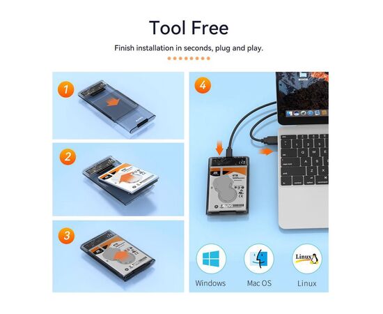 Карман внешний Maiwo 2.5" SATA/SSD HDD - USB3.1 Gen1 Type-C (K2510), изображение 7 Карман внешний Maiwo 2.5" SATA/SSD HDD - USB3.1 Gen1 Type-C (K2510), изображение 7