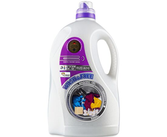 Гель для стирки Wash&Free Жасмин и Лаванда с Марсельским мылом 5 кг (4260637721266)