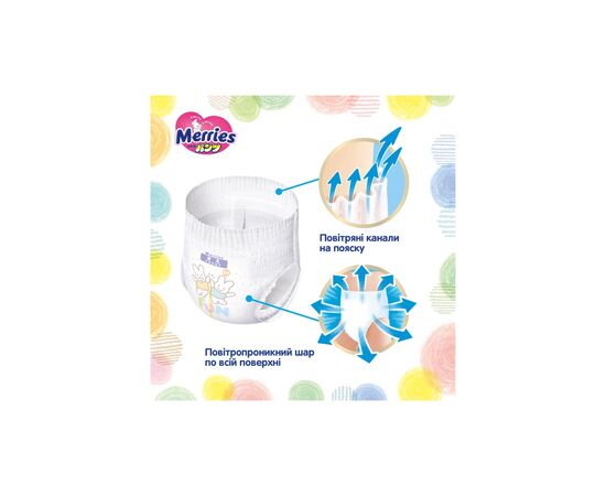 Підгузки Merries Трусики Ultra Jumbo XL 12-22 кг 50 шт (4901301425928), зображення 8