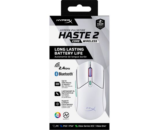 Мышка HyperX Pulsefire Haste 2 Core Wireless White (8R2E7AA), изображение 12 Мышка HyperX Pulsefire Haste 2 Core Wireless White (8R2E7AA), изображение 12