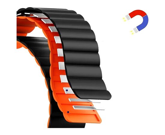 Ремешок для смарт-часов Drobak Silicone Magnetic Link для Apple Watch All Series 38/40/41mm Black orange (898923), изображение 2 Ремешок для смарт-часов Drobak Silicone Magnetic Link для Apple Watch All Series 38/40/41mm Black orange (898923), изображение 2