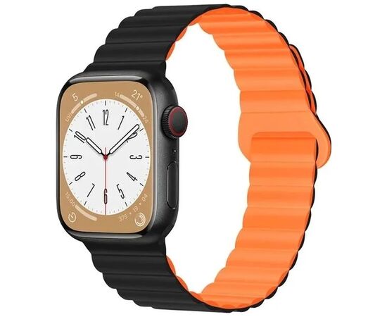Ремінець до смарт-годинника Drobak Silicone Magnetic Link для Apple Watch All Series 38/40/41mm Black orange (898923)