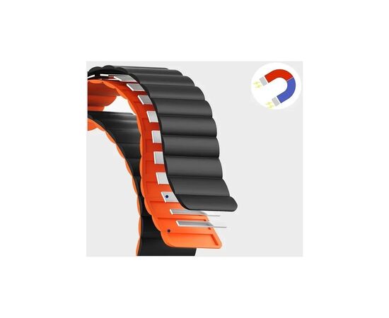 Ремешок для смарт-часов Drobak Silicone Magnetic Link для Apple Watch All Series Ultra 2 49/45/44/42mm Black Orange (898930), изображение 2 Ремешок для смарт-часов Drobak Silicone Magnetic Link для Apple Watch All Series Ultra 2 49/45/44/42mm Black Orange (898930), изображение 2