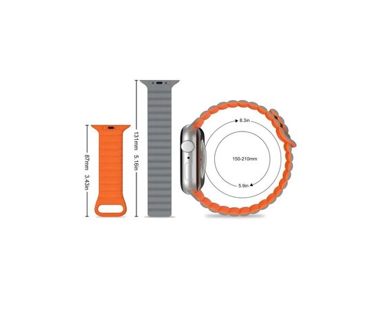 Ремешок для смарт-часов Drobak Silicone Magnetic Link для Apple Watch All Series Ultra 2 49/45/44/42mm Black Orange (898930), изображение 3 Ремешок для смарт-часов Drobak Silicone Magnetic Link для Apple Watch All Series Ultra 2 49/45/44/42mm Black Orange (898930), изображение 3