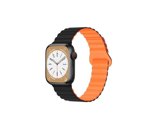 Ремінець до смарт-годинника Drobak Silicone Magnetic Link для Apple Watch All Series Ultra 2 49/45/44/42mm Black Orange (898930)