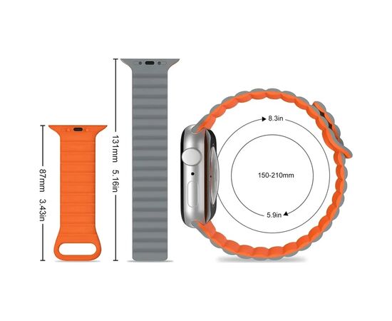 Ремешок для смарт-часов Drobak Silicone Magnetic Link для Apple Watch All Series Ultra 2 49/45/44/42mm Pink sand (898928), изображение 3 Ремешок для смарт-часов Drobak Silicone Magnetic Link для Apple Watch All Series Ultra 2 49/45/44/42mm Pink sand (898928), изображение 3