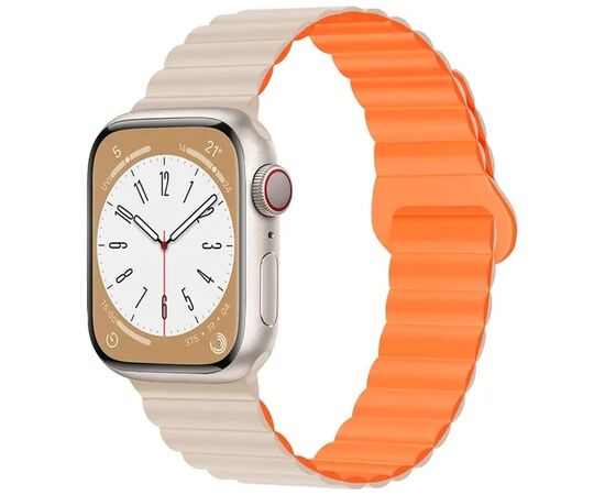 Ремінець до смарт-годинника Drobak Silicone Magnetic Link для Apple Watch All Series Ultra 2 49/45/44/42mm Starlight orange (898931)