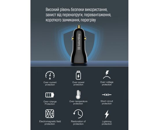 Зарядное устройство ColorWay PowerDelivery PPS USB (USB-A + USB-C) (60W) Black (CW-CHA046PD-BK), изображение 11 Зарядное устройство ColorWay PowerDelivery PPS USB (USB-A + USB-C) (60W) Black (CW-CHA046PD-BK), изображение 11