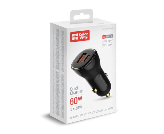 Зарядное устройство ColorWay PowerDelivery PPS USB (USB-A + USB-C) (60W) Black (CW-CHA046PD-BK), изображение 8 Зарядное устройство ColorWay PowerDelivery PPS USB (USB-A + USB-C) (60W) Black (CW-CHA046PD-BK), изображение 8