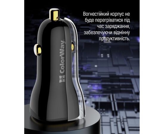 Зарядное устройство ColorWay PowerDelivery PPS USB (USB-A + USB-C) (60W) Black (CW-CHA046PD-BK), изображение 9 Зарядное устройство ColorWay PowerDelivery PPS USB (USB-A + USB-C) (60W) Black (CW-CHA046PD-BK), изображение 9