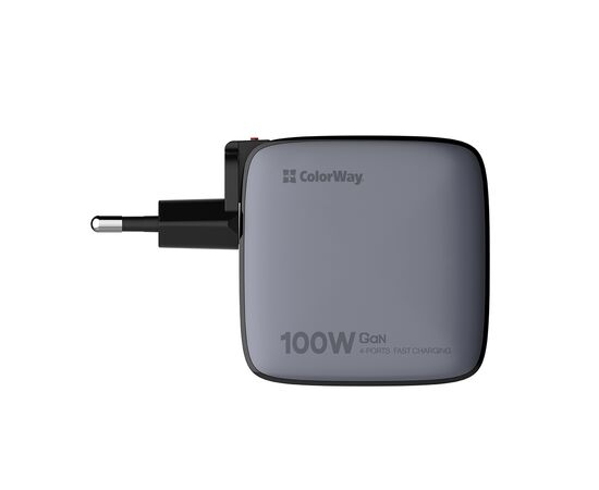 Зарядное устройство ColorWay Power Delivery GaN (USB-A + 3USB TYPE-C) (100W) (CW-CHS047PD-BK), изображение 3 Зарядное устройство ColorWay Power Delivery GaN (USB-A + 3USB TYPE-C) (100W) (CW-CHS047PD-BK), изображение 3