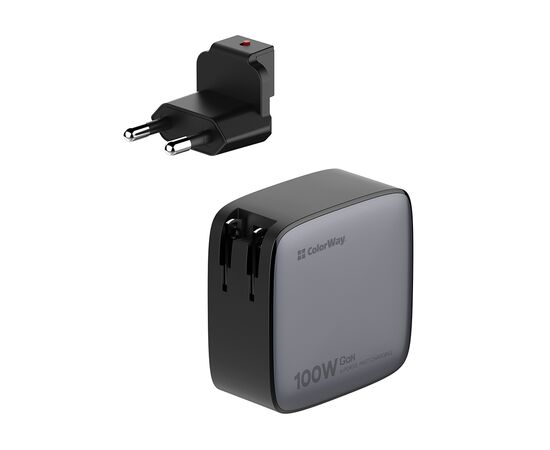 Зарядное устройство ColorWay Power Delivery GaN (USB-A + 3USB TYPE-C) (100W) (CW-CHS047PD-BK), изображение 5 Зарядное устройство ColorWay Power Delivery GaN (USB-A + 3USB TYPE-C) (100W) (CW-CHS047PD-BK), изображение 5