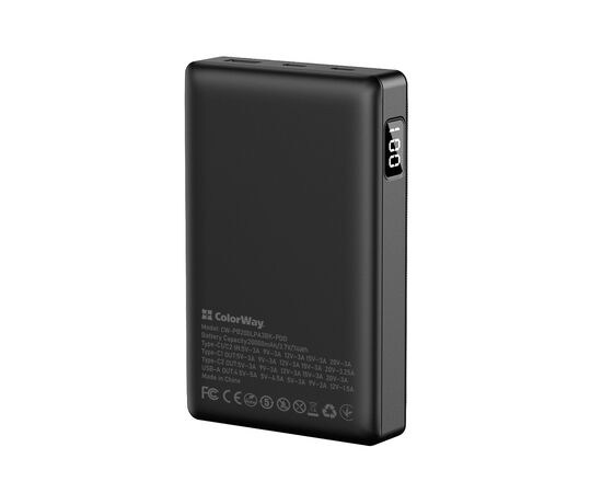 Батарея универсальная ColorWay 20 000 mAh PD/65W, QC/3.0, black (CW-PB200LPA3BK-PDD), изображение 4 Батарея универсальная ColorWay 20 000 mAh PD/65W, QC/3.0, black (CW-PB200LPA3BK-PDD), изображение 4