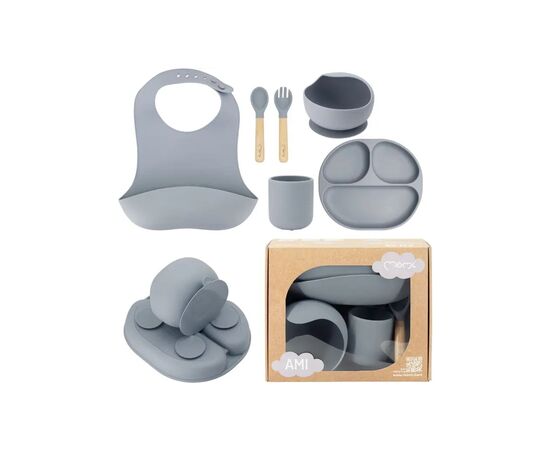 Набор детской посуды MoMi AMI grey (AKCE00044), изображение 2 Набор детской посуды MoMi AMI grey (AKCE00044), изображение 2