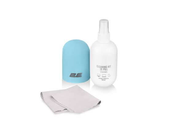 Спрей для очистки 2E PILL 140ml for office equipment +Microfibre 20 cm, white-blue (2E-SK140BL), изображение 2 Спрей для очистки 2E PILL 140ml for office equipment +Microfibre 20 cm, white-blue (2E-SK140BL), изображение 2