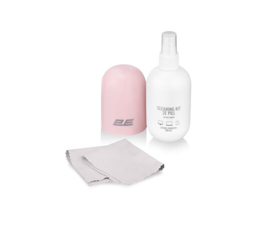 Спрей для очистки 2E PILL 140ml for office equipment +Microfibre 20 cm, white-pink (2E-SK140PN), изображение 2 Спрей для очистки 2E PILL 140ml for office equipment +Microfibre 20 cm, white-pink (2E-SK140PN), изображение 2