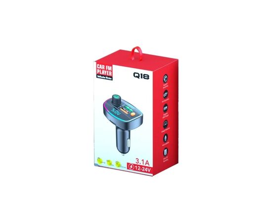 FM модулятор Voltronic Q18 з еквалайзером, 3.1A, USB, TF (FM-Q18EQ)