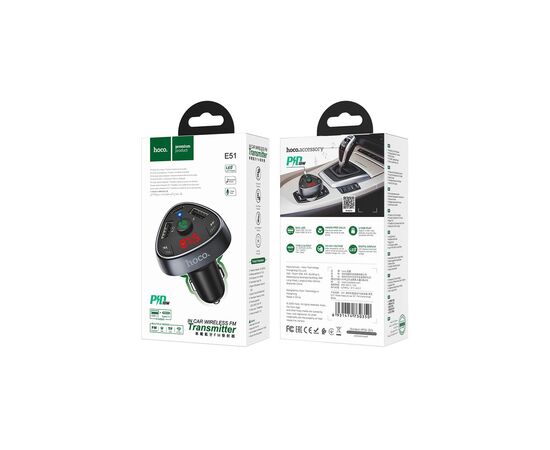FM модулятор HOCO E51, Black, Box (HOCO E51), изображение 4 FM модулятор HOCO E51, Black, Box (HOCO E51), изображение 4