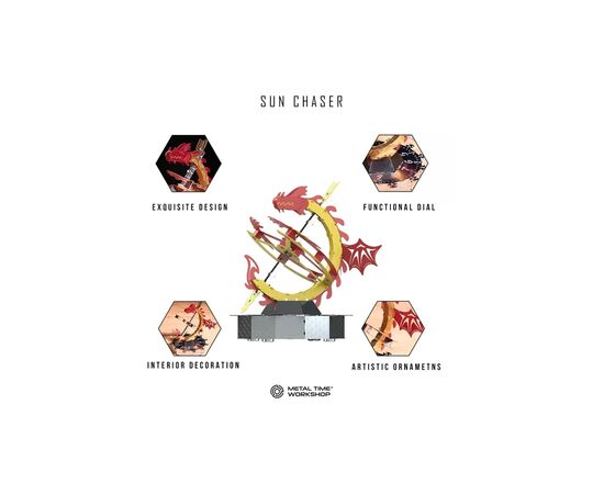 Конструктор Metal Time Коллекционная модель Sun Chaser Dragon Stand Clock Солнечные часы (MT025), изображение 4 Конструктор Metal Time Коллекционная модель Sun Chaser Dragon Stand Clock Солнечные часы (MT025), изображение 4
