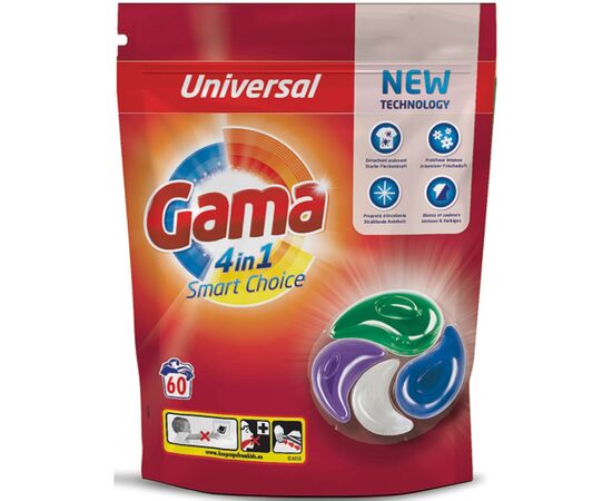 Капсулы для стирки Gama 4 in 1 Universal 60 шт. (8435495836728)