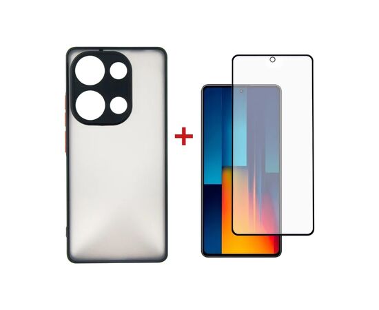 Чехол для мобильного телефона Dengos POCO M6 Pro 4G Matte + glass (Black) (DG-KM-111)