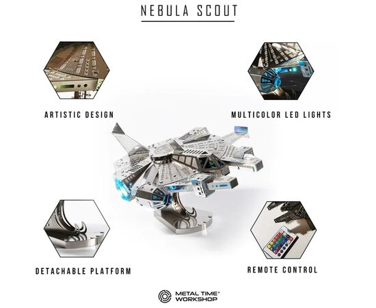 Конструктор Metal Time Коллекционная модель Nebula Scout Spaceship Звездолет (MT098), изображение 4 Конструктор Metal Time Коллекционная модель Nebula Scout Spaceship Звездолет (MT098), изображение 4