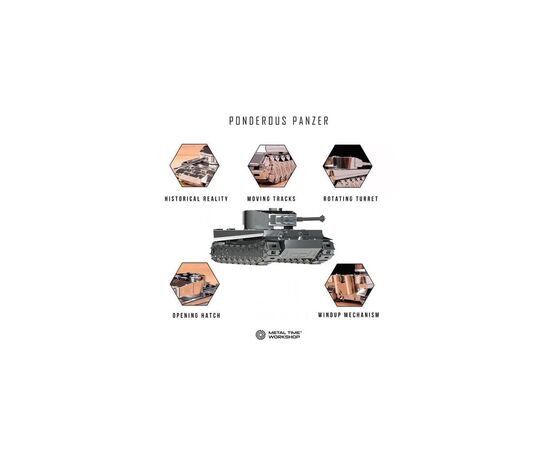 Конструктор Metal Time Коллекционная модель Ponderous Panzer Heavy Tank Тяжелый танк Тигр (MT020), изображение 10
