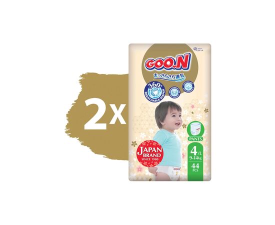 Подгузники GOO.N Premium Soft Трусики размер 4L 9-14 кг 88 шт (F1010101-157-2), изображение 11 Подгузники GOO.N Premium Soft Трусики размер 4L 9-14 кг 88 шт (F1010101-157-2), изображение 11