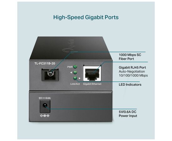 Медиаконвертер TP-Link FC311B-2, изображение 5 Медиаконвертер TP-Link FC311B-2, изображение 5