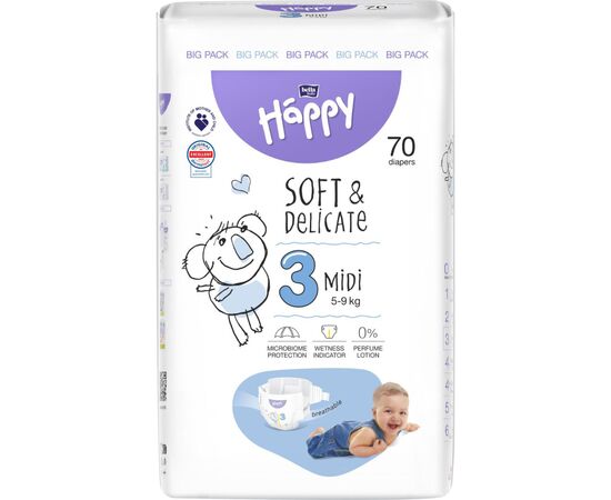 Подгузники Bella Happy 3 Midi 5-9 кг 70 шт (5900516605407)