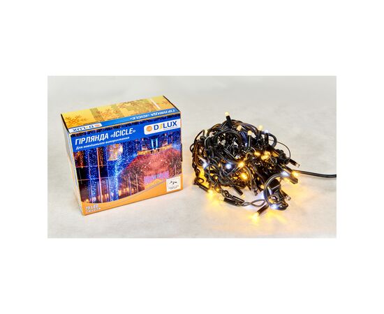 Гірлянда Delux Icicle 75LED 2x0.7m 18 біл. flash теплий білий/чорний IP44 EN (90015185)