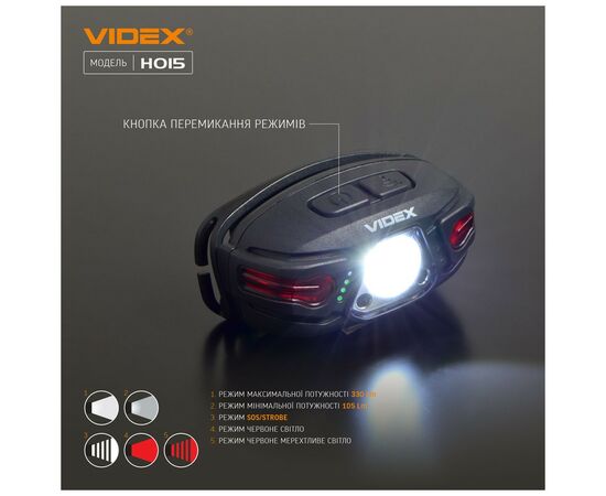 Фонарь Videx 330Lm 5000K (VLF-H015), изображение 7 Фонарь Videx 330Lm 5000K (VLF-H015), изображение 7