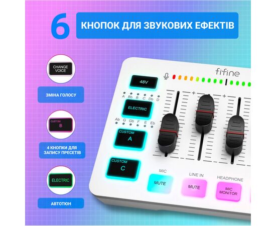 Микшерный пульт Fifine SC3W, изображение 5 Микшерный пульт Fifine SC3W, изображение 5