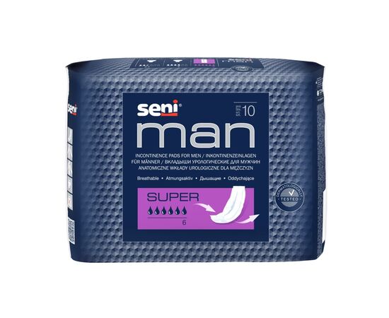 Урологические прокладки Seni Man Super 10 шт. (5900516693121), изображение 2 Урологические прокладки Seni Man Super 10 шт. (5900516693121), изображение 2