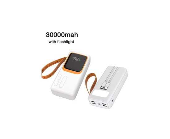 Батарея универсальная Denmen DP31 30000mAh PD/20W, QC/22,5W, flashlight, cable (DP-31WH), изображение 3 Батарея универсальная Denmen DP31 30000mAh PD/20W, QC/22,5W, flashlight, cable (DP-31WH), изображение 3